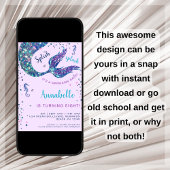 パープルマーメイドテールアンダーザシー誕生日 招待状