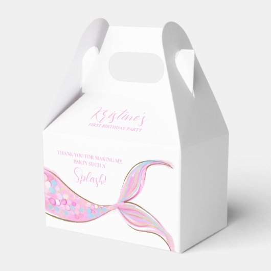 パープルマーメイドテールテーマ誕生日お願いボックス フェイバーボックス (裏面サイド)