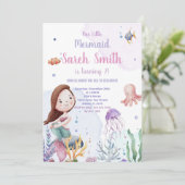 パープルマーメイドテール誕生日招待状 招待状 (スタンド正面)