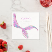 パープルマーメイドテール誕生日紙ナプキン スタンダードカクテルナプキン (インサイチュ)