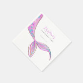 パープルマーメイドテール誕生日紙ナプキン スタンダードカクテルナプキン (角)