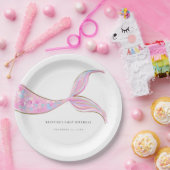 パープルマーメイドテール誕生日紙プレート ペーパープレート (パーティー)