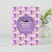 パープルマーメイドパーティーピンクの招待状 招待状 (スタンド正面)
