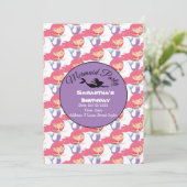 パープルマーメイドパーティーピンクの招待状 招待状 (スタンド正面)