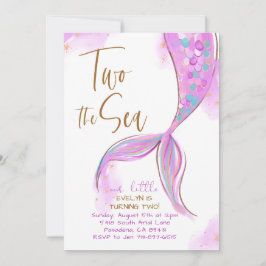 パープルマーメイドパーティー2海の2番目の誕生日 招待状