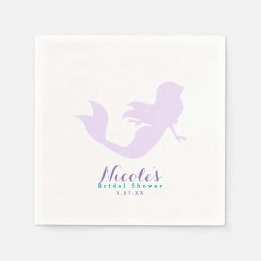 パープルマーメイドビーチきらきら光るバースデーパーティーカスタム スタンダードカクテルナプキン (正面)