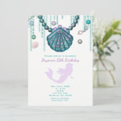 パープルマーメイドビーチバースデーパーティ招待状 招待状 (スタンド正面)
