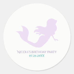 パープルマーメイドビーチブリング誕生日パーティー景品 ラウンドシール