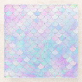 パープルマーメイドフィンパターントレンディー ガラスコースター (正面)