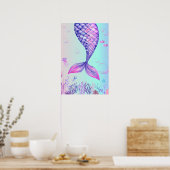 パープルマーメイドブルーシーベッドルームウォールアートポスター ポスター (キッチン)