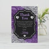 パープルマーメイドレターズシルバーグリッターありがとう サンキューカード (スタンド正面)