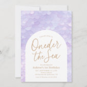 パープルマーメイドワンダーザシー1st誕生日パーティー 招待状 (正面)