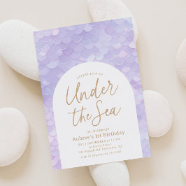 パープルマーメイドワンダーザシー1st誕生日パーティー 招待状