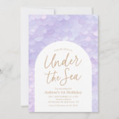 パープルマーメイドワンダーザシー1st誕生日パーティー 招待状 (正面)