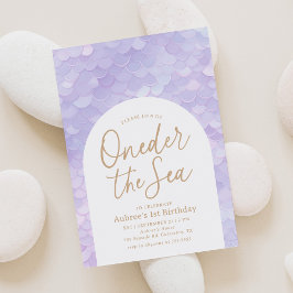パープルマーメイドワンダーザシー 1歳の誕生日パーティー 招待状