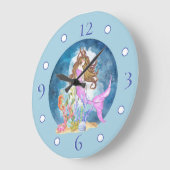 パープルマーメイド水彩大型アクリル壁時計 ラージ壁時計 (傾斜)