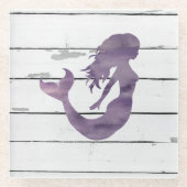 パープルマーメイド絵画のビーチガラスコースター ガラスコースター (正面)