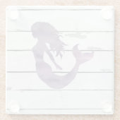 パープルマーメイド絵画のビーチガラスコースター ガラスコースター (裏面)