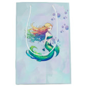 パープルマーメイド誕生日テーマアンダーザシーパーティー ミディアムペーパーバッグ (正面)