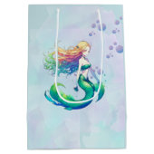 パープルマーメイド誕生日テーマアンダーザシーパーティー ミディアムペーパーバッグ (裏面)