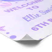 パープルマーメイド誕生日パーティー歓迎サイン ポスター (角)