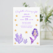 パープルマーメイド誕生日招待状 招待状 (スタンド正面)