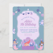 パープルマーメイド誕生日招待状 招待状 (正面)