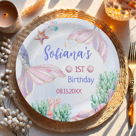 パープルマーメイド1歳の誕生日 アンダー ザ シー ペーパープレート