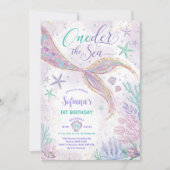 パープルマーメイド1stバースデーオンダーザシーパーティー 招待状 (正面)