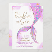 パープルマーメイド1st誕生日パーティーワンダーザシー 招待状 (正面/裏面)