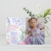パープルマーメイド2歳の誕生日は海へ写真 招待状 (スタンド正面)