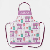 パープルミキサーベーキングコラパーソナライズされたージュ エプロン (正面)