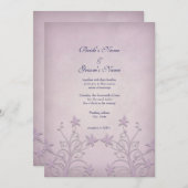 パープルミストフローラエレガントな結婚式招待状 招待状 (正面/裏面)
