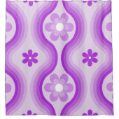 パープルミッドセンチュリーモダンフローラレインボー抽象芸術 シャワーカーテン (正面)