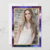 パープルミッドナイトクリスタル銀河系21st誕生日の写真 招待状 (裏面)