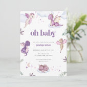 パープルミティカルドラゴンベビーシャワー招待状 招待状 (スタンド正面)