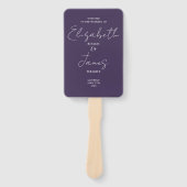 パープルミニマリストスクリプト結婚式 プログラム ハンドファン (正面)