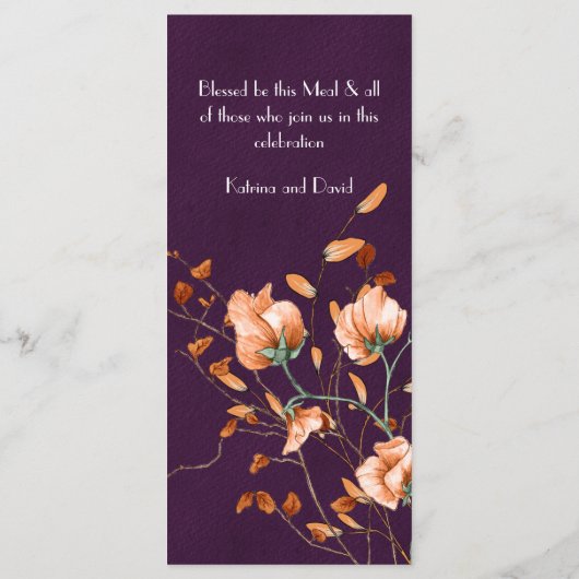 パープルミニマリストバーンオレンジフローラ秋の結婚式 メニュー (裏面)