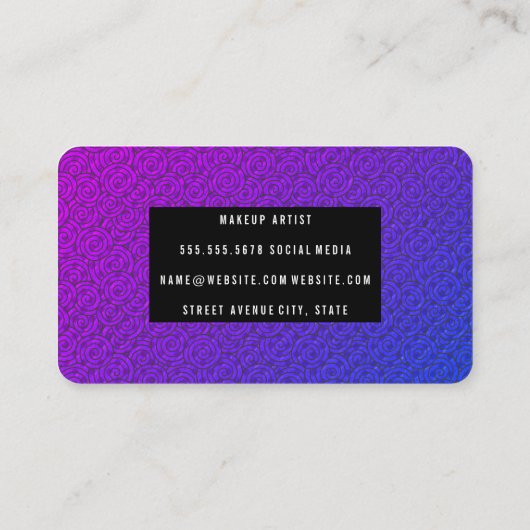 パープルミニマリストブレンド芸術的スパッタ 名刺 (裏面)