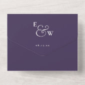 パープルミニマリストモノグラムQRコード結婚ズ オールインワン招待状 (裏面)