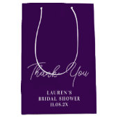 パープルミニマリスト ブライダルシャワー サンクス ミディアムペーパーバッグ (正面)