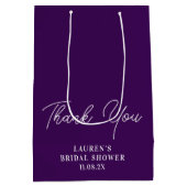 パープルミニマリスト ブライダルシャワー サンクス ミディアムペーパーバッグ (裏面)