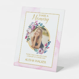 パープルミニマリズム共有メモリ葬儀サイン 台座サイン