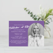 パープルミニマルお祝いのライフ招待状 招待状 (スタンド正面)