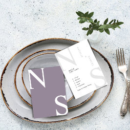 パープルミニマルエレガントリストはっきりしたとイニシャル結婚ズ 出欠カード