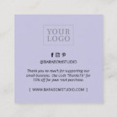 パープルミニマルモダンサンキュービジネスカード スクエア名刺 (裏面)