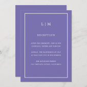 パープルミニマルモノグラムシンプルエレガントな結婚式 招待状 (正面/裏面)