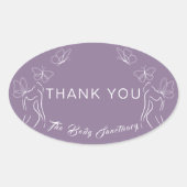 パープルミニマルロゴ女子体気におありとう 楕円形シール (正面)