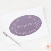パープルミニマルロゴ女子体気におありとう 楕円形シール (封筒)