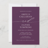 パープルミニマル両面結婚式招待状 招待状 (正面)